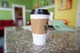 PC: Hot Coffee in a styrofoam cup - cream and sugar available at delivery or pickup