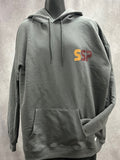 Smoky Gray Hoodie: Small SSP Logo on Front, New Large Sir Loin on Back